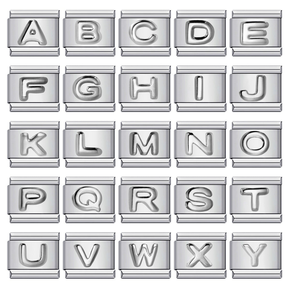 Raised Sliver Letter Charms